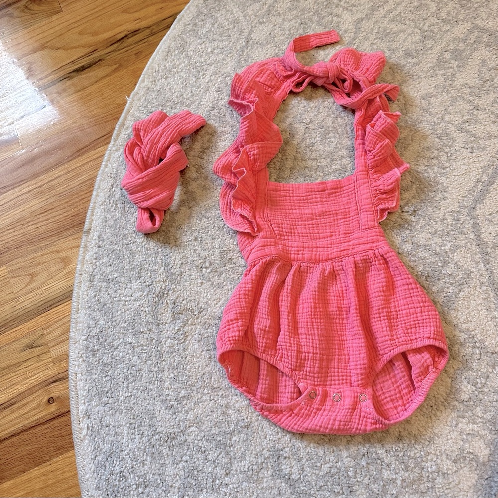 Babies 3-6 month linen summer outfit